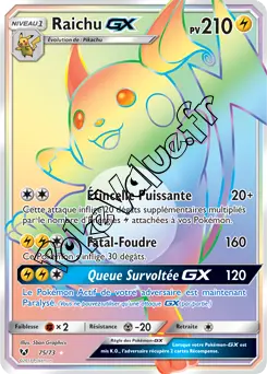 Carte Pokémon Raichu GX  n°75 de la série Légendes Brillantes