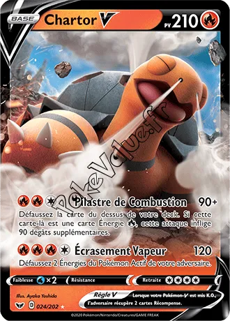 Carte Pokémon Chartor V  n°24 de la série Épée et Bouclier