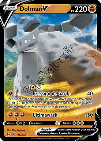 Carte Pokémon Dolman V  n°115 de la série Épée et Bouclier