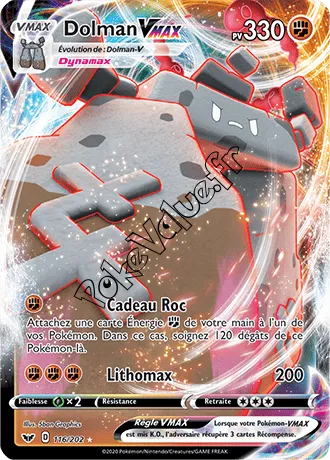 Carte Pokémon Dolman VMAX  n°116 de la série Épée et Bouclier