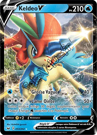Carte Pokémon Keldeo V  n°53 de la série Épée et Bouclier