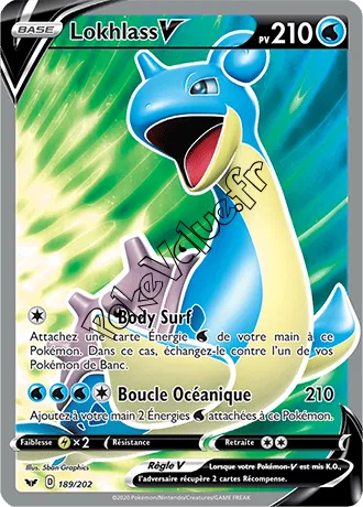 Carte Pokémon Lokhlass V  n°189 de la série Épée et Bouclier