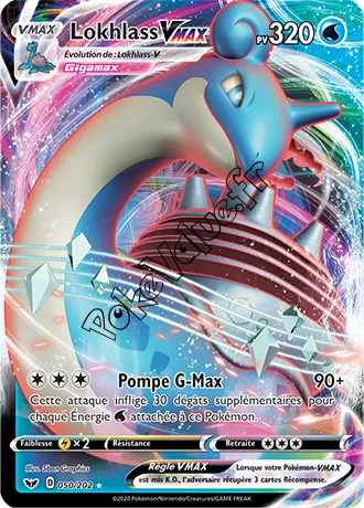 Carte Pokémon Lokhlass VMAX n°50 de la série Épée et Bouclier