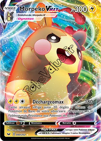 Carte Pokémon Morpeko VMAX  n°80 de la série Épée et Bouclier