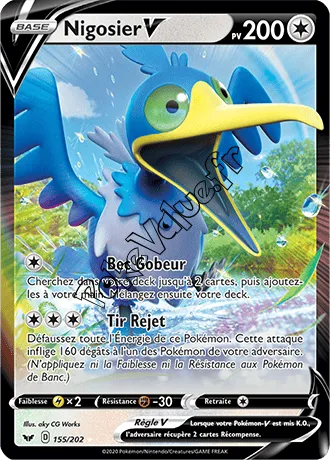 Carte Pokémon Nigosier V  n°155 de la série Épée et Bouclier