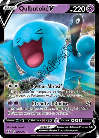 Carte Pokémon Qulbutoké V  n°86 de la série Épée et Bouclier
