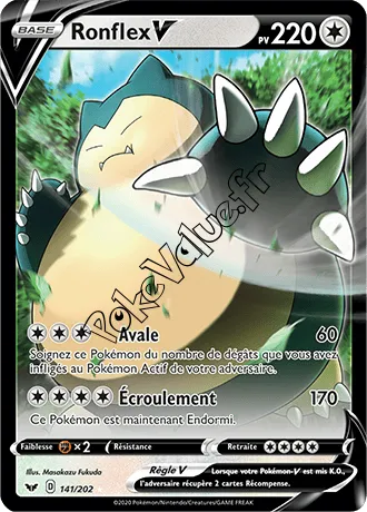 Carte Pokémon Ronflex V  n°141 de la série Épée et Bouclier