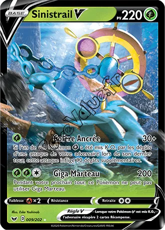 Carte Pokémon Sinistrail V  n°9 de la série Épée et Bouclier