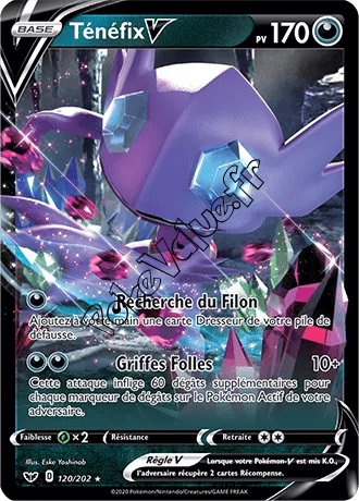 Carte Pokémon Ténéfix V  n°120 de la série Épée et Bouclier