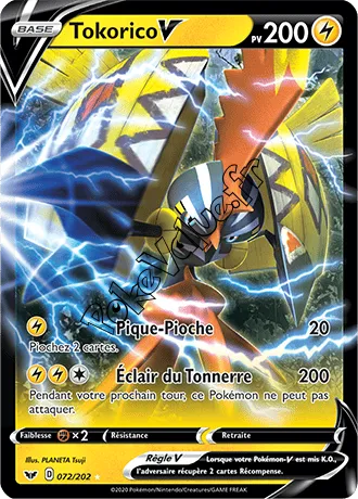 Carte Pokémon Tokorico V  n°72 de la série Épée et Bouclier