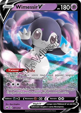 Carte Pokémon Wimessir V  n°91 de la série Épée et Bouclier