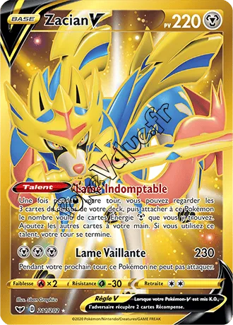 Carte Pokémon Zacian V  n°211 de la série Épée et Bouclier