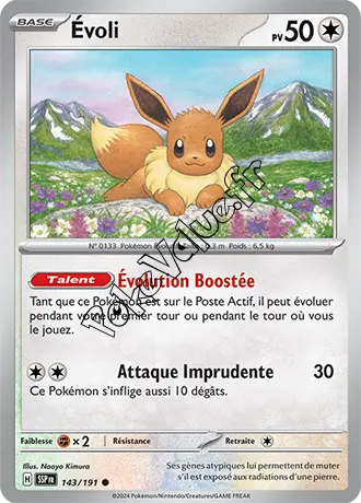 Carte Pokémon Évoli n°143 de la série Étincelles Déferlantes
