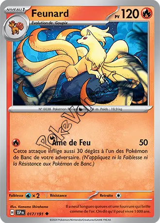 Carte Pokémon Feunard  n°017 de la série Étincelles Déferlantes