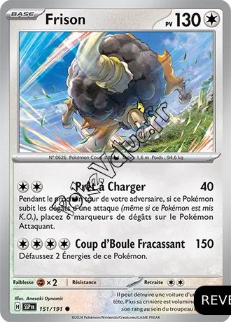 Carte Pokémon Frison  Reverse n°151 de la série Étincelles Déferlantes