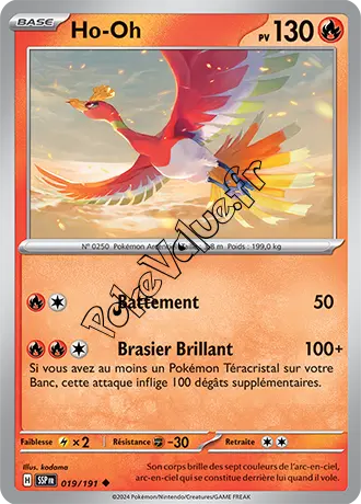 Carte Pokémon Ho-Oh n°019 de la série Étincelles Déferlantes
