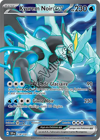 Carte Pokémon Kyurem Noir ex  n°218 de la série Étincelles Déferlantes