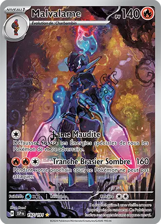 Carte Pokémon Malvalame  n°197 de la série Étincelles Déferlantes