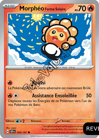 Carte Pokémon Morphéo Forme Solaire Reverse n°020 de la série Étincelles Déferlantes