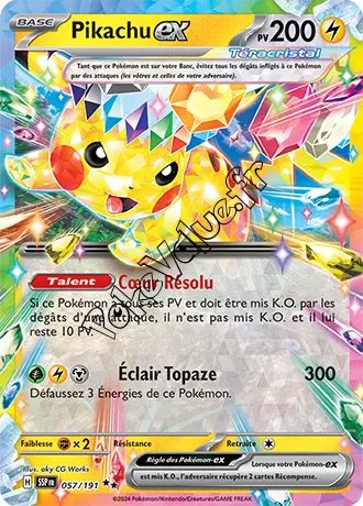 Carte Pokémon Pikachu ex  n°057 de la série Étincelles Déferlantes