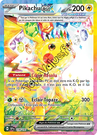 Carte Pokémon Pikachu ex  n°238 de la série Étincelles Déferlantes