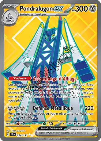 Carte Pokémon Pondralugon ex  n°224 de la série Étincelles Déferlantes