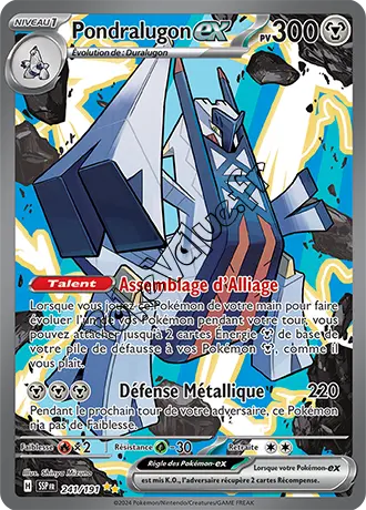 Carte Pokémon Pondralugon ex  n°241 de la série Étincelles Déferlantes