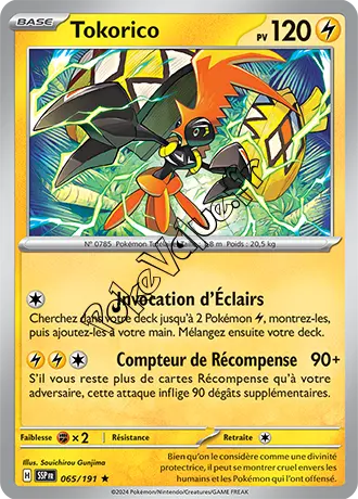 Carte Pokémon Tokorico  n°065 de la série Étincelles Déferlantes