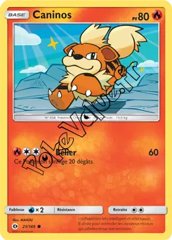 Carte Pokémon Caninos  n°21 de la série Soleil et Lune