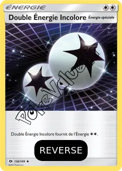Carte Pokémon Double Énergie Incolore Reverse n°136 de la série Soleil et Lune