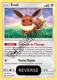 Carte Pokémon Évoli Reverse n°101 de la série Soleil et Lune