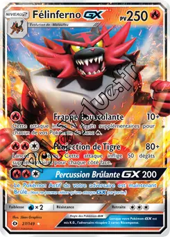 Carte Pokémon Félinferno GX n°27 de la série Soleil et Lune