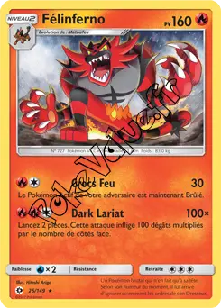 Carte Pokémon Félinferno n°26 de la série Soleil et Lune