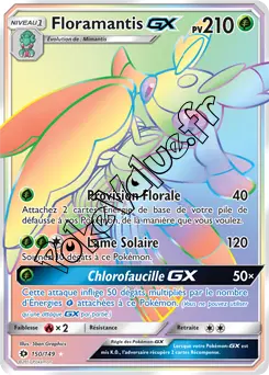 Carte Pokémon Floramantis GX  n°150 de la série Soleil et Lune
