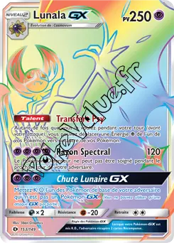 Carte Pokémon Lunala GX  n°153 de la série Soleil et Lune