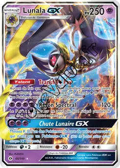 Carte Pokémon Lunala GX  n°66 de la série Soleil et Lune