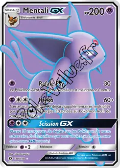 Carte Pokémon Mentali GX  n°140 de la série Soleil et Lune