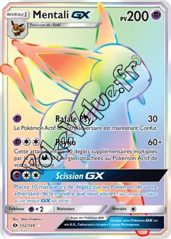 Carte Pokémon Mentali GX  n°152 de la série Soleil et Lune