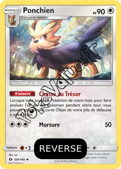 Carte Pokémon Ponchien Reverse n°104 de la série Soleil et Lune