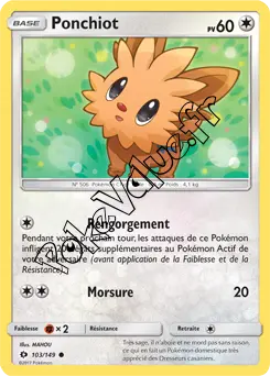 Carte Pokémon Ponchiot  n°103 de la série Soleil et Lune