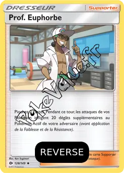 Carte Pokémon Prof. Euphorbe Reverse n°128 de la série Soleil et Lune