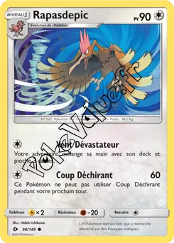 Carte Pokémon Rapasdepic  n°98 de la série Soleil et Lune