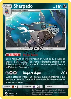 Carte Pokémon Sharpedo  n°82 de la série Soleil et Lune