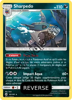 Carte Pokémon Sharpedo  Reverse n°82 de la série Soleil et Lune