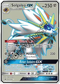 Carte Pokémon Solgaleo GX  n°143 de la série Soleil et Lune