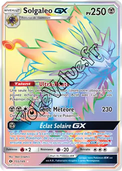 Carte Pokémon Solgaleo GX  n°155 de la série Soleil et Lune