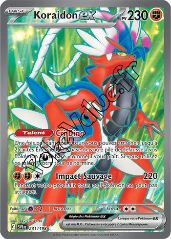 Carte Pokémon Koraidon ex  n°231 de la série Écarlate et Violet