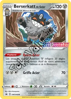 Carte Pokémon Berserkatt de Galar  n°008 de la série Promo SWSH