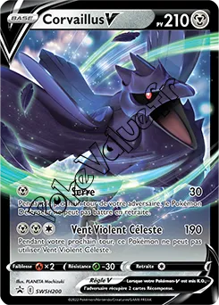 Carte Pokémon Corvaillus V  n°200 de la série Promo SWSH