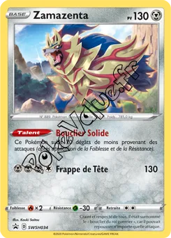 Carte Pokémon Zamazenta n°034 de la série SWSH Black Star Promos